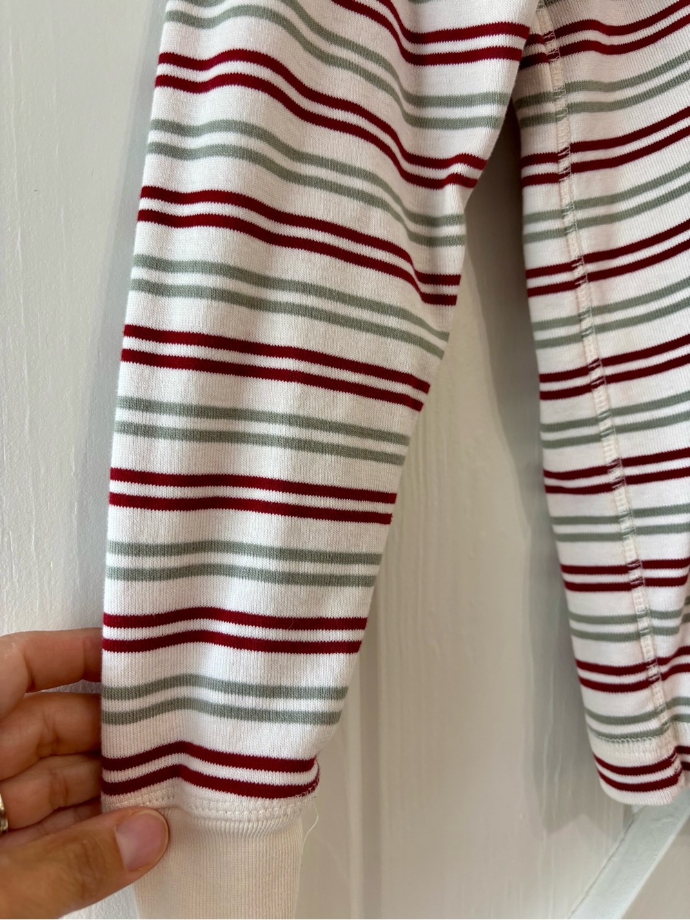 PACT Organic Cotton Burgundy Red Sage Green Striped Long Sleeve Pajama Set S - Picture 3 of 10